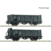 Set dvou otevřených dvounápravových vozů Wddo(h), PKP, III. epocha, H0, Roco 6600216