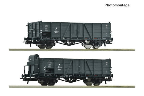 Set dvou otevřených dvounápravových vozů Wddo(h), PKP, III. epocha, H0, Roco 6600216