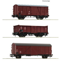 Set tří nákladních dvounápravových vozů, PKP, III. epocha, H0, Roco 6600273