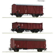 Set tří nákladních dvounápravových vozů, PKP, III. epocha, H0, Roco 6600273