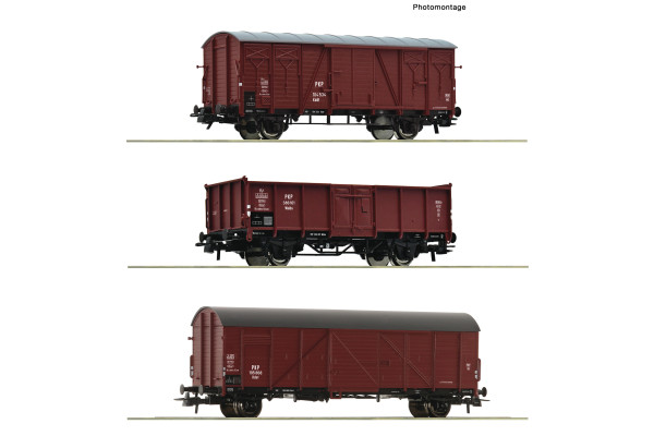 Set tří nákladních dvounápravových vozů, PKP, III. epocha, H0, Roco 6600273