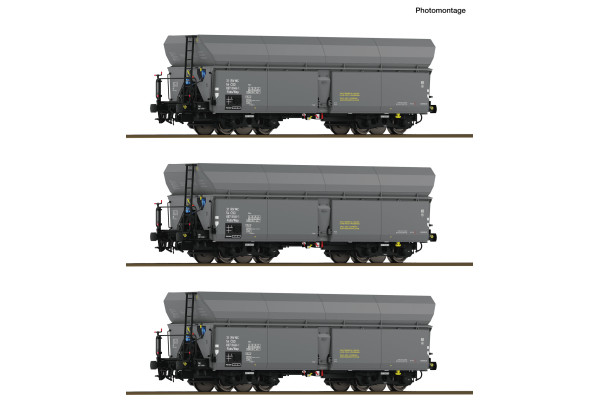 Set tří samovýsypných vozů řady Fads/Wap, ČSD, IV. epocha, H0, Roco 6600325