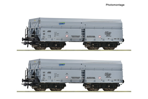Set dvou samovýsypných vozů řady Fals, CEMET S. A., VI. epocha, H0, Roco 6600328 Set dvou samovýsypných vozů řady Fals, CEMET S. A., VI. epocha, H0, Roco 6600328
