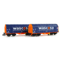 Set dvou vozů Shimmns s posuvnou plachtou, Wascosa, VI. epocha, TT, Roco 6680006