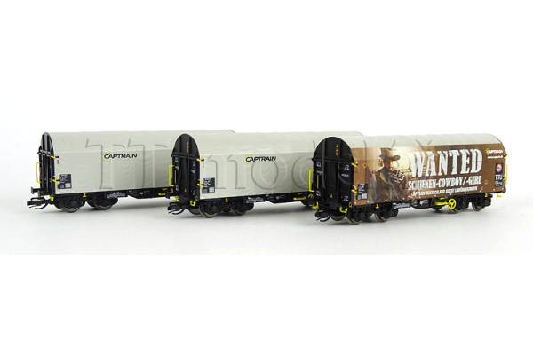 Set tří vozů Shimmns s posuvnou plachtou, Captrain, VI. epocha, TT, Roco 6680023
