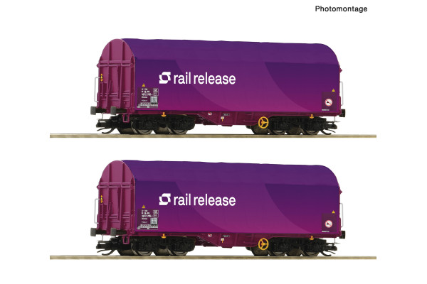 Set dvou vozů Shimmns s posuvnou plachtou, Railrelease, VI. epocha, TT, Roco 6680024
