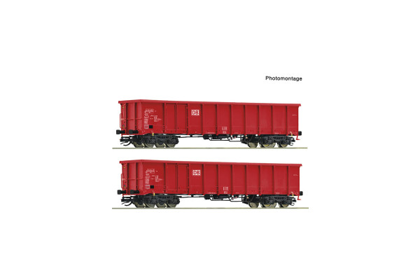 Set dvou otevřených čtyřosých vozů Eaons-x, DB AG, VI. epocha, TT, Roco 6680052
