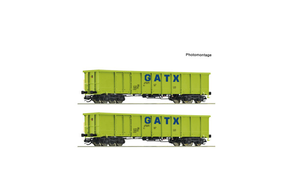 Set dvou otevřených čtyřosých vozů Eanos, GATX, VI. epocha, TT, Roco 6680054 Set dvou otevřených čtyřosých vozů Eanos, GATX, VI. epocha, TT, Roco 6680054