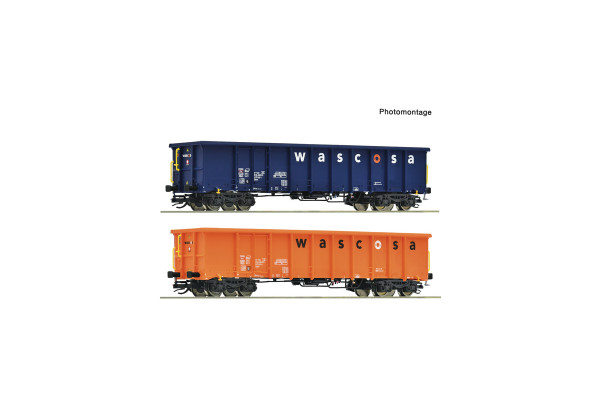 Set dvou otevřených čtyřosých vozů Eanos, Wascosa, VI. epocha, TT, Roco 6680055