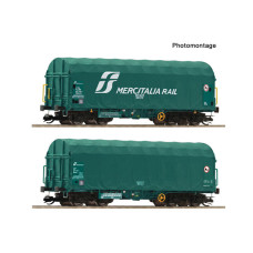 Set dvou vozů Shimmns s posuvnou plachtou, Mercitalia Rail, VI. epocha, TT, Roco 6680059 Set dvou vozů Shimmns s posuvnou plachtou, Mercitalia Rail, VI. epocha, TT, Roco 6680059