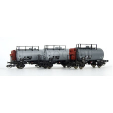 Set tří kotlových vozů typu Deutz s brzdařskou budkou, DR, šedé, III. epocha, nová provozní čísla, TT, Saxonia 120112-2