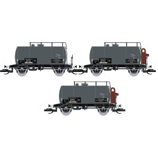 Set tří kotlových vozů typu Deutz s brzdařskou budkou, DRG, "Ölverein 2", II. epocha, nová provozní čísla, TT, Saxonia 120114-2