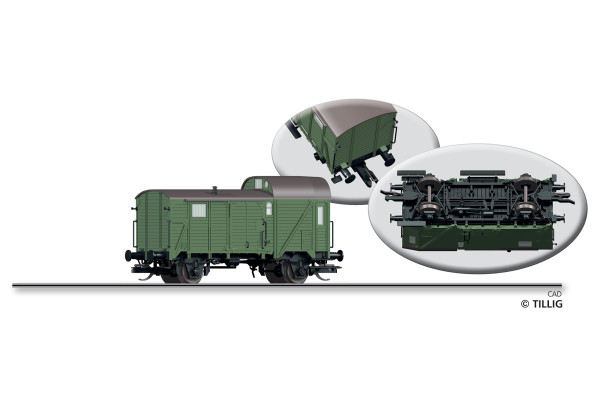 Zavazadlový vůz Pwg pr-14 pro nákladní vlaky, DR. III. epocha, TT, Tillig 95903 Zavazadlový vůz Pwg pr-14 pro nákladní vlaky, DR. III. epocha, TT, Tillig 95903