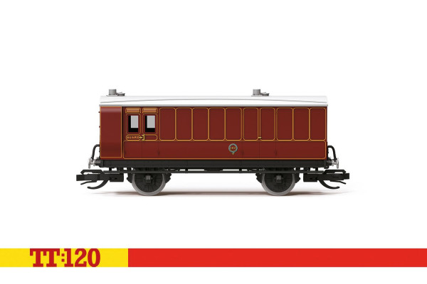 Dvouosý zavazadlový vůz, s brzdou, '102', LB&SCR, I. epocha, TT, Hornby TT4058