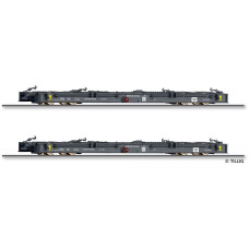 Set dvou úzkorozchodných plošinových vozů řady Rf4, DR, IV. epocha, H0e, Tillig 05975