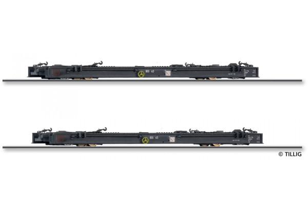 Set dvou úzkorozchodných plošinových vozů řady Rf4, Brohltal-Schmalspur-Eisenbahn GmbH, V. epocha, H0m, jednorázová série 2026, Tillig 15976