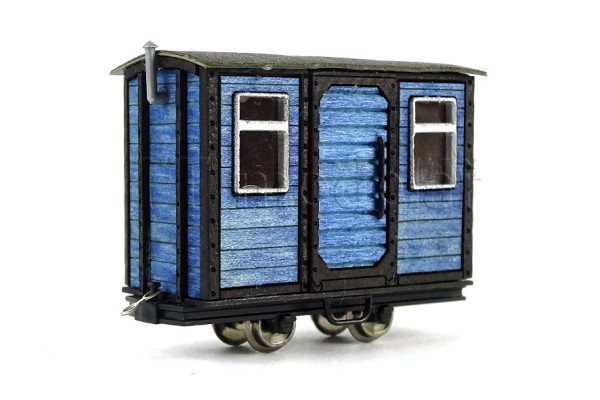 Úzkorozchodný pracovní vůz, modrý, H0f, Busch 12232