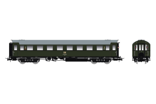 Osobní vůz 2. třídy C4Ü Sa 07, DR, s označením konce vlaku, IV. epocha, s osvětlením, H0, Saxonia 87230