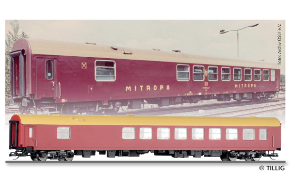 Jídelní vůz WRm "Mitropa", DR, typ Bautzen, IV. epocha, TT, Tillig 95400