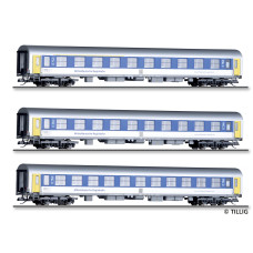 Set tří osobních vozů typu Halberstadt, Mitteldeutschen Regiobahn, VI. epocha, TT, jednorázová série, Tillig 01097 E