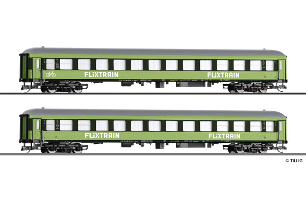 Set dvou osobních vozů Flixtrain, 2. díl, VI. epocha, TT, Tillig 01101