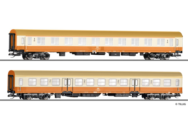 Set dvou osobních vozů „Städteexpress“, DR, typ Halberstadt, IV. epocha, TT, Tillig 01123 Set dvou osobních vozů „Städteexpress“, DR, typ Halberstadt, IV. epocha, TT, Tillig 01123