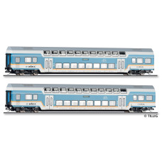 Set dvou osobních patrových vozů DBpza 780, DLB GmbH, díl 2, VI. epocha, jednorázová série 2026, TT, Tillig 01130 E