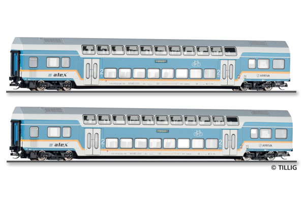 Set dvou osobních patrových vozů DBpza 780, DLB GmbH, díl 2, VI. epocha, jednorázová série 2026, TT, Tillig 01130 E
