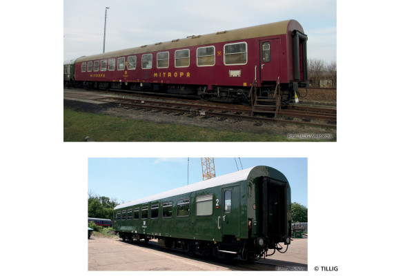 Set jídelního vozu WR a osobního vozu 2. třídy Bghw, set 1, Museumszug der OSEF, VI. epocha, H0, jednorázová série 2026, Tillig 70079 E