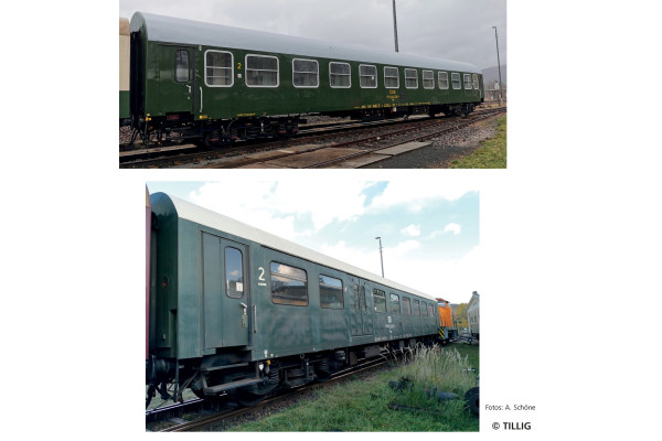 Set dvou osobních vozů 2. třídy typu Y/B 70 a řady BDghw, set 2, Museumszug der OSEF, VI. epocha, H0, jednorázová série 2026, Tillig 70080 E