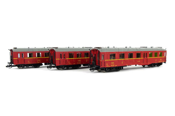 Set tří osobních vozů 2. třídy typu Altenberg, ČSD, III. epocha, TT, DOPRODEJ, Kuehn 42145
