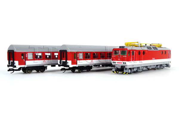 Set osobního vlaku s elektrickou lokomotivou 163 101 a dvou vozů Bt, ZSSK, VI. epocha, TT, MTB 163101+BtSet Set osobního vlaku s elektrickou lokomotivou 163 101 a dvou vozů Bt, ZSSK, VI. epocha, TT, MTB 163101+BtSet