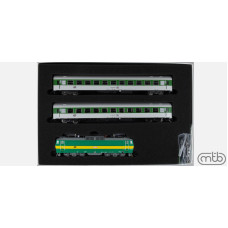 Set osobního vlaku s elektrickou lokomotivou 163 062 a dvou vozů Bt, ČD, V. epocha, TT, MTB 163062+BtSet