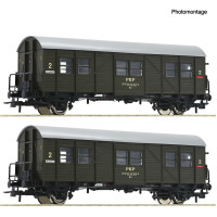 Set dvou pomocných osobních vozů 2. třídy řady Bti, PKP, IV. epocha, H0, Roco 6200195