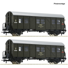 Set dvou pomocných osobních vozů 2. třídy řady Bti, PKP, IV. epocha, H0, Roco 6200195