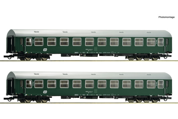 Set dvou osobních vozů 2. třídy typu Y/B-70 B, ČD, V. epocha, H0, Roco 6200222