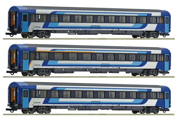 Set tří osobních vozů Eurofima, MÁV-Start, VI. epocha, H0, Roco 6200228 Set tří osobních vozů Eurofima, MÁV-Start, VI. epocha, H0, Roco 6200228