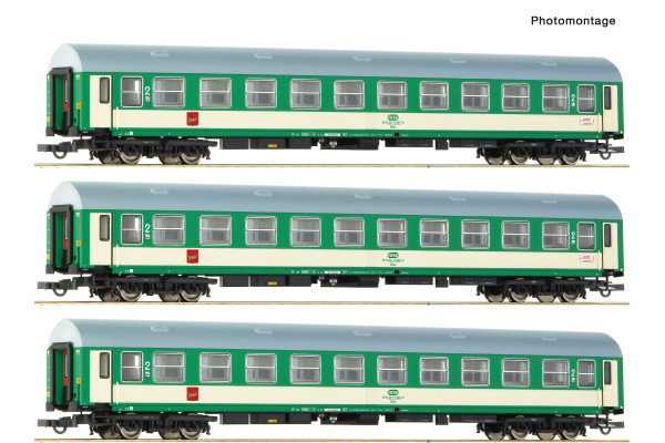 Set tří osobních vozů „Telimena“ řady Bdnu, typ Y/B-70, PKP, V. epocha, H0, Roco 6200229