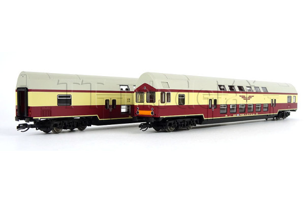 Set řídicího a osobního patrového vozu Sputnik, DR, IV. epocha, TT, Roco 6280045 Set řídicího a osobního patrového vozu Sputnik, DR, IV. epocha, TT, Roco 6280045