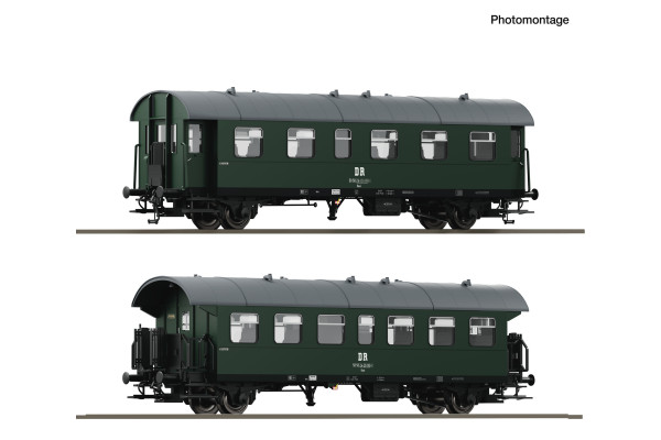 Set dvou osobních vozů 2. třídy, DR, IV. epocha, TT, Roco 6280085 Set dvou osobních vozů 2. třídy, DR, IV. epocha, TT, Roco 6280085