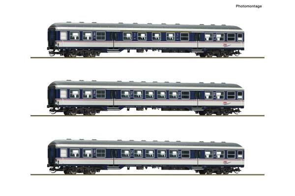 Set tří osobních vozů, TRI, VI. epocha, TT, Roco 6280088 Set tří osobních vozů, TRI, VI. epocha, TT, Roco 6280088