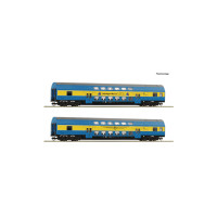 Set dvou patrových vozů řady DBmue, DR, IV. epocha, TT, Roco 6280091 Set dvou patrových vozů řady DBmue, DR, IV. epocha, TT, Roco 6280091