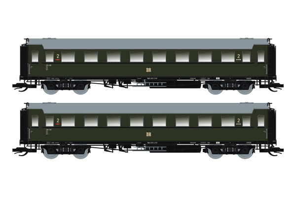 Set dvou osobních vozů 2. třídy C4Ü Sa 07, DR, III. epocha, nová provozní čísla, TT, Saxonia 120181-2