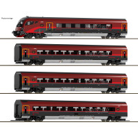 Set čtyř vozů jednotky RailJet, ÖBB, VI. epocha, TT, Saxonia Modellbau 120301 Set čtyř vozů jednotky RailJet, ÖBB, VI. epocha, TT, Saxonia Modellbau 120301