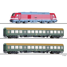 Základní sada TT s osobním vlakem a motorovou lokomotivou TRAXX , DR, IV. epocha, TT, Tillig 01504 Základní sada TT s osobním vlakem a motorovou lokomotivou TRAXX , DR, IV. epocha, TT, Tillig 01504