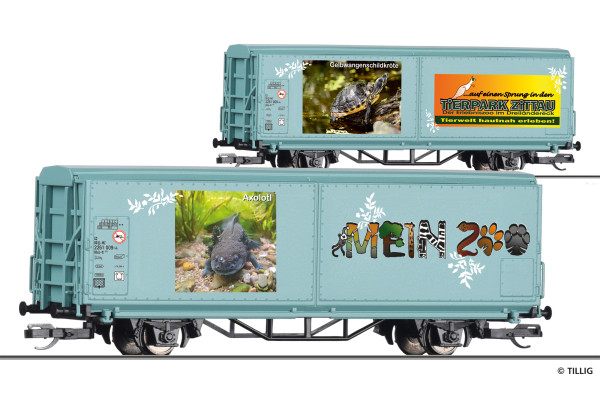 Vůz s posuvnými stěnami Hbis-tt „Mein ZOO“, START, VI. epocha, TT, Tillig 14858