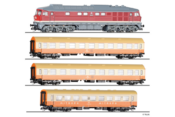 Set osobního vlaku „Städteexpress“ s lokomotivou BR 132, DR, IV. epocha, digitální verze, TT, Tillig 01214