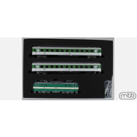 Set osobního vlaku s elektrickou lokomotivou 163 035 a dvou vozů Bt, ČD, V. epocha, TT, MTB 163035+BtSet