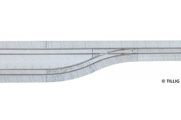 Odbočka s dlažbou, levá, tramvajové kolejivo Luna, H0, Tillig 87611