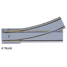 Výhybka jednoduchá levá s asfaltem/betonem, R 250 mm, 25°, tramvajové kolejivo Luna, H0, Tillig 87584